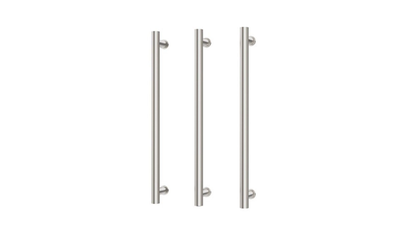 Phoenix 600mm Heated Triple Towel Rail Round - Brushed Nickel