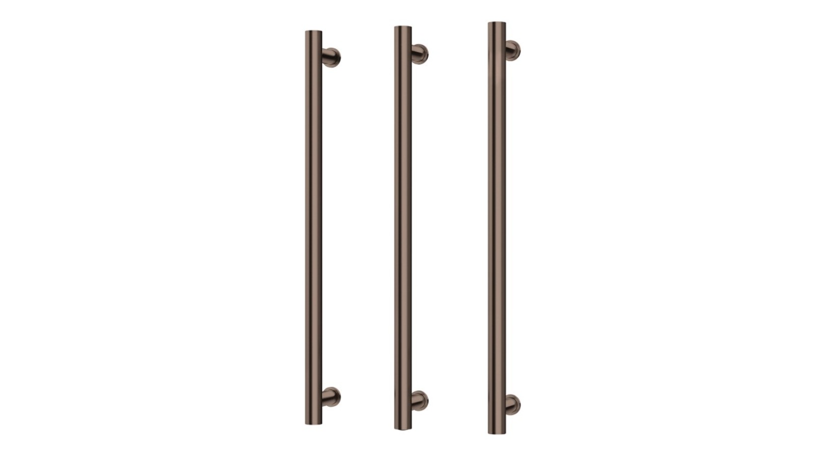 Phoenix 800mm Round Heated Triple Towel Rail - Brushed Bronze