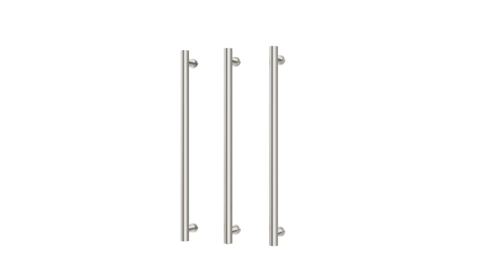 Phoenix 800mm Heated Triple Towel Rail Round - Brushed Nickel