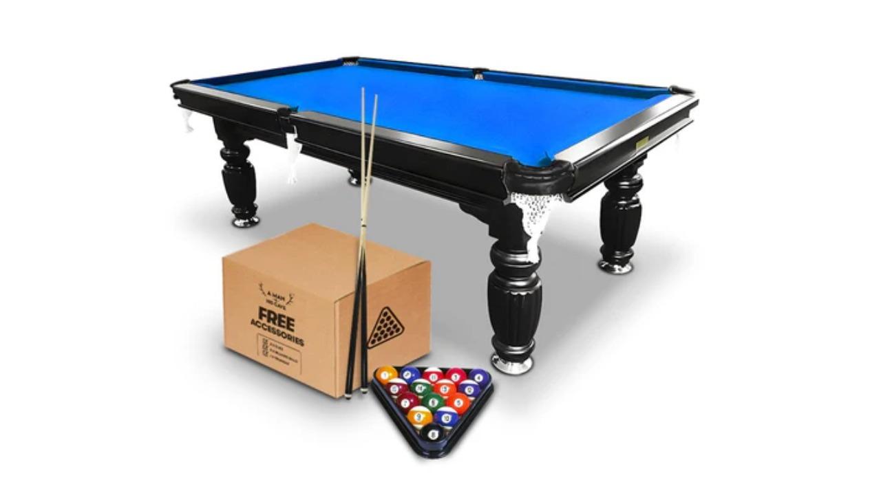 A Man and His Cave 7ft Classic Black Slate Pool/Billiard Table Frame - Blue Felt