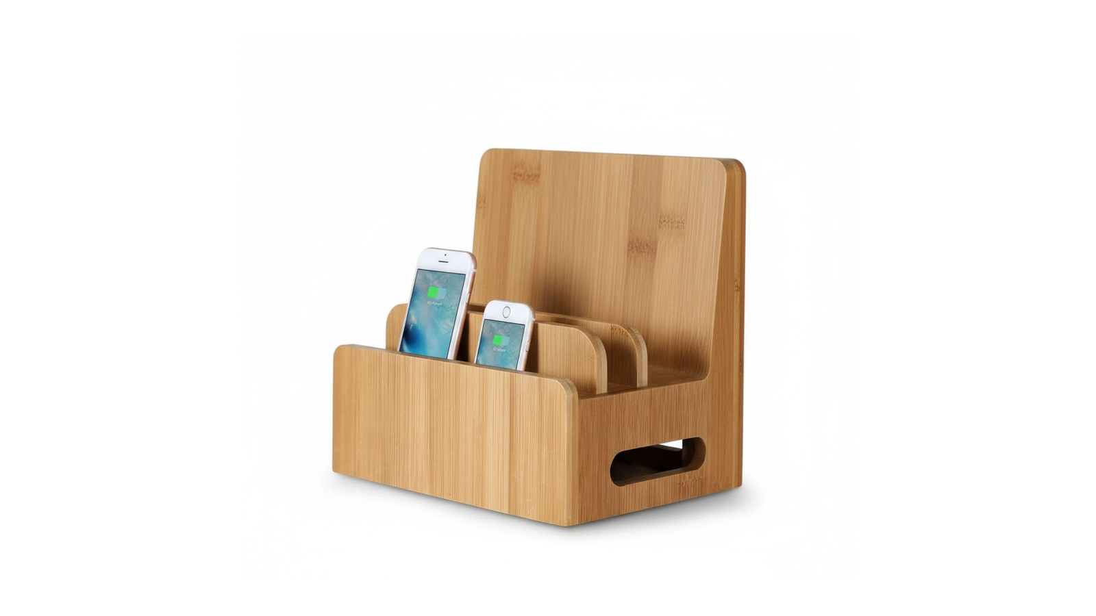 Genux Multi-Device Bamboo Charging Station and Phone Holder