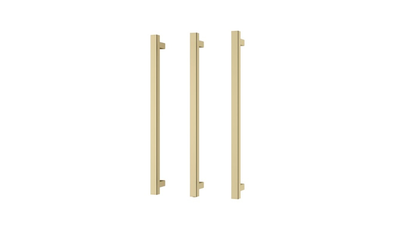 Phoenix 600mm Heated Triple Towel Rail Square - Brushed Gold