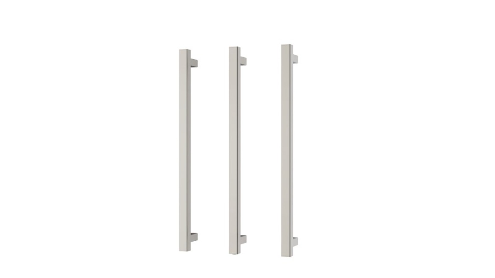 Phoenix 600mm Heated Triple Towel Rail Square - Brushed Nickel