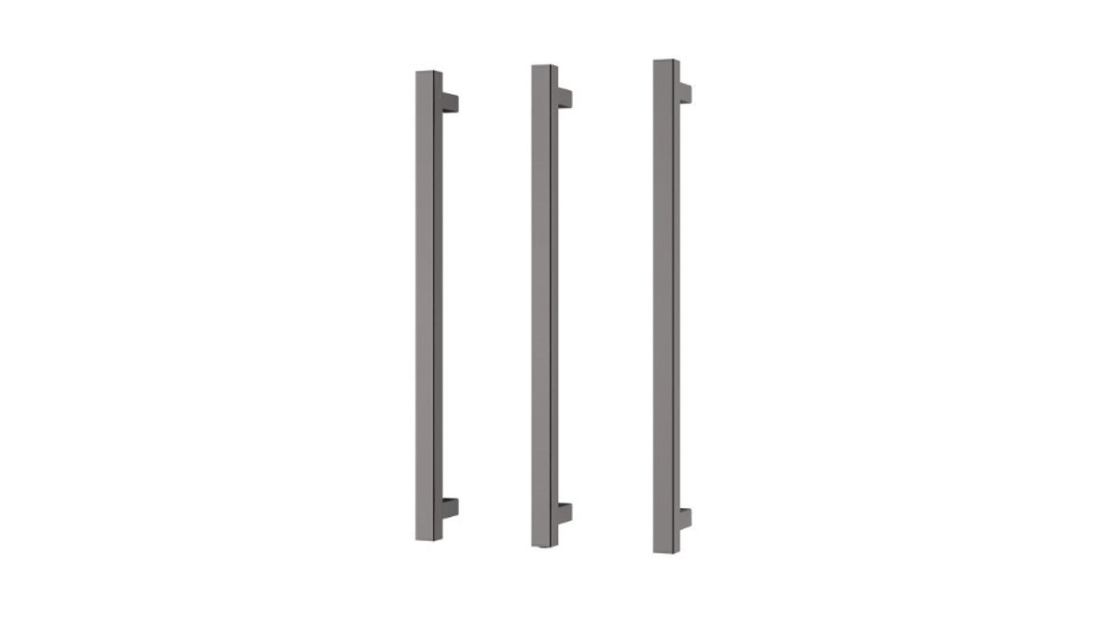 Phoenix 800mm Square Heated Triple Towel Rail - Brushed Carbon