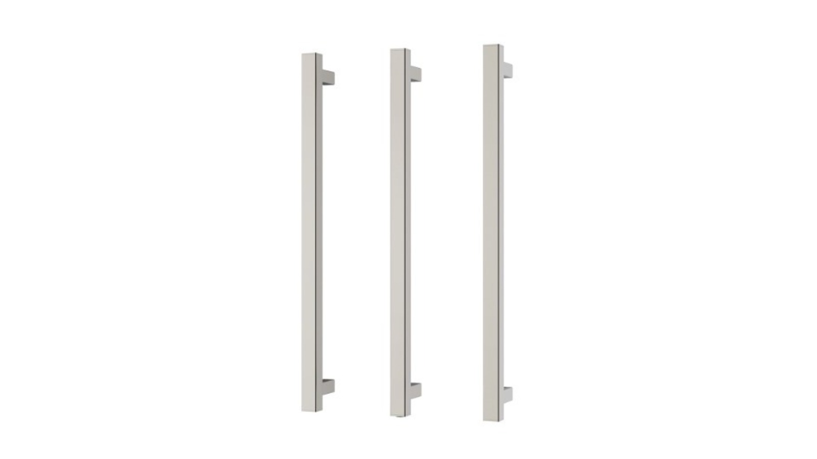 Phoenix 800mm Square Heated Triple Towel Rail - Brushed Nickel 