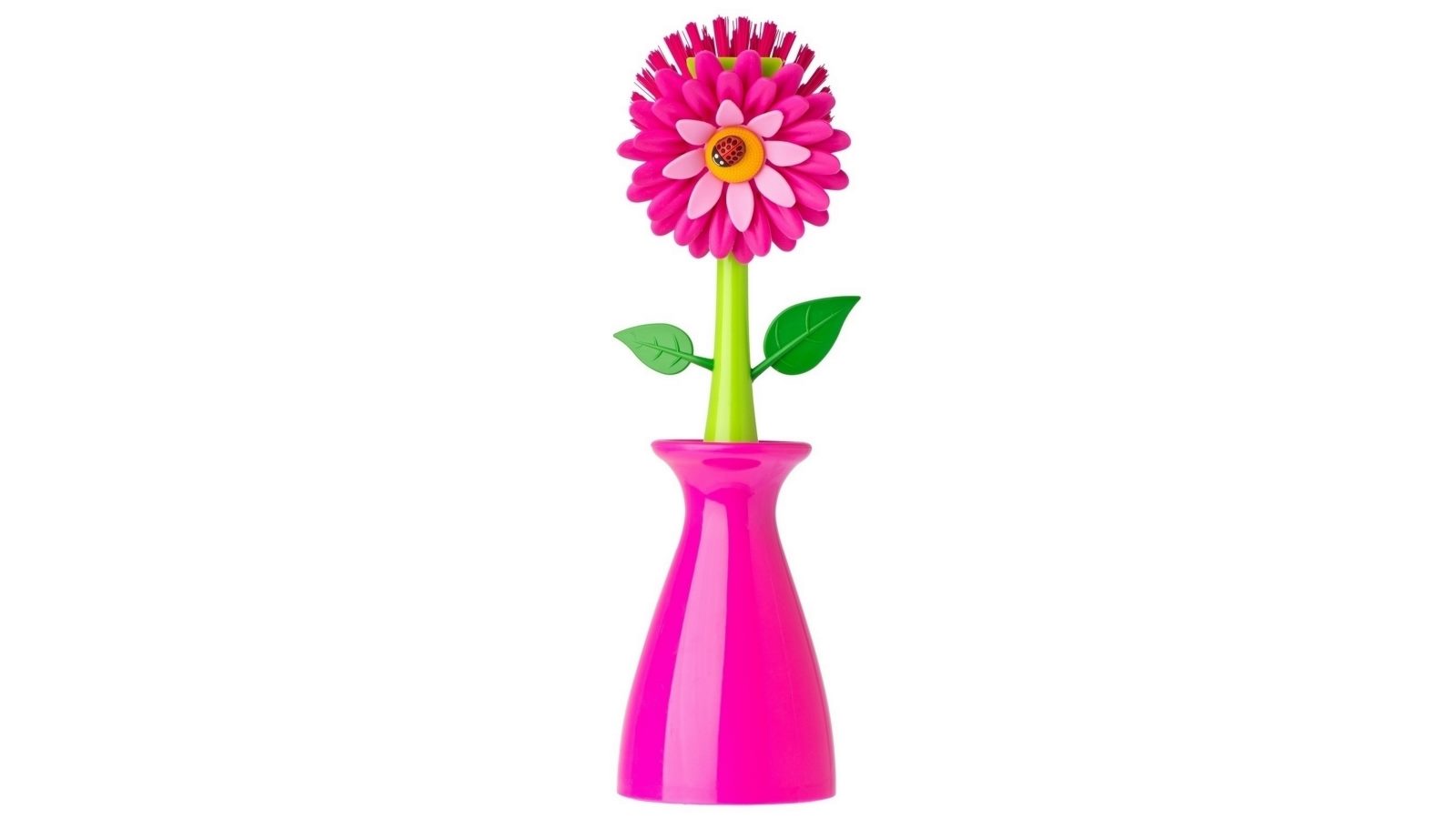 Vigar Flower Power Pink Dish Brush With Vase