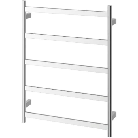 Phoenix 550mm x 740mm Five Flat Bar Heated Towel Rail Ladder - Chrome
