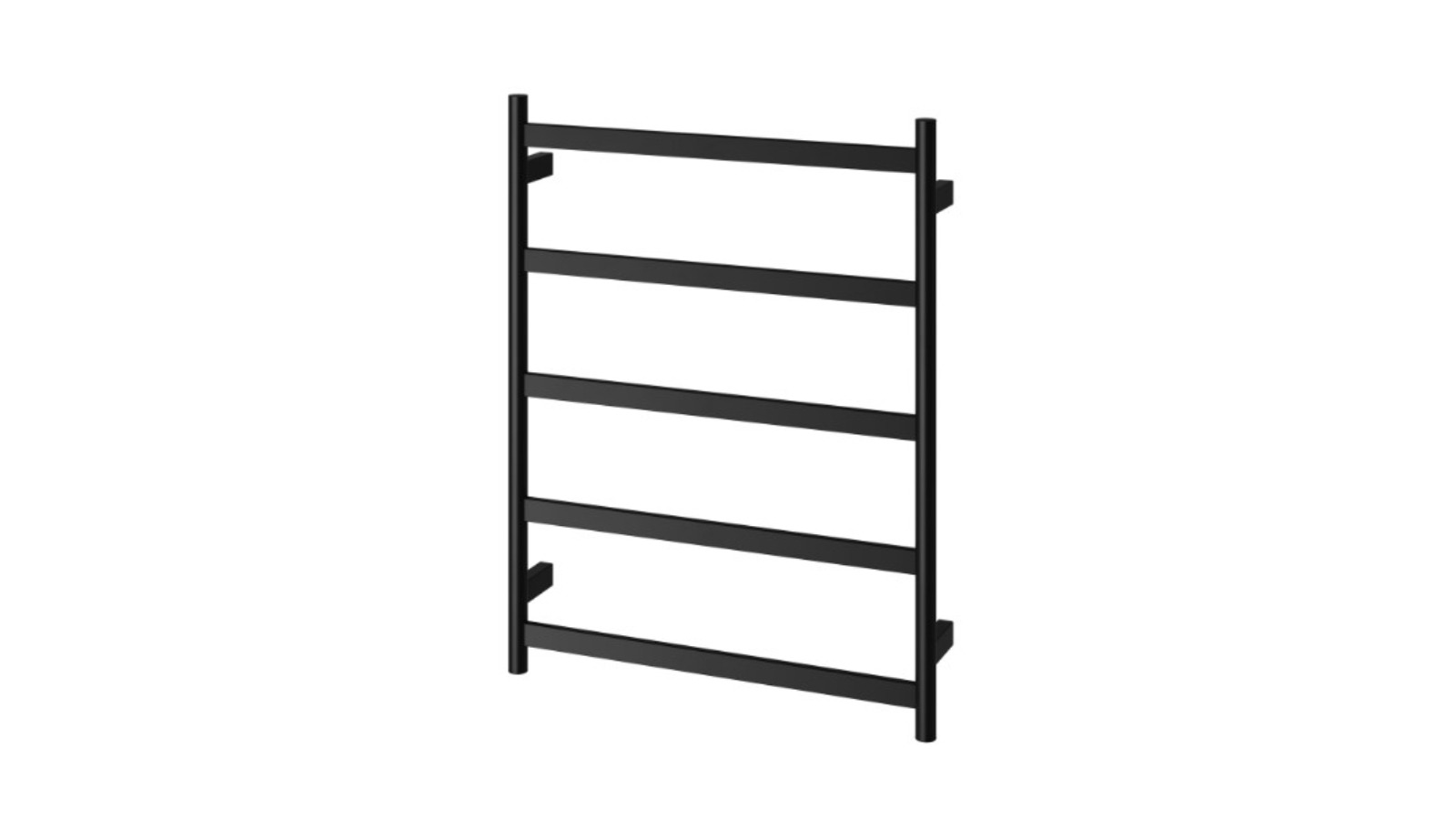 Phoenix 550mm x 740mm Five Flat Bar Heated Towel Rail Ladder - Matte Black