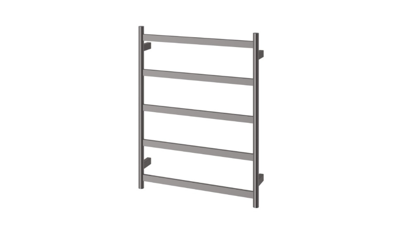Phoenix 550mm x 740mm Five Flat Bar Heated Towel Rail Ladder - Brushed Carbon