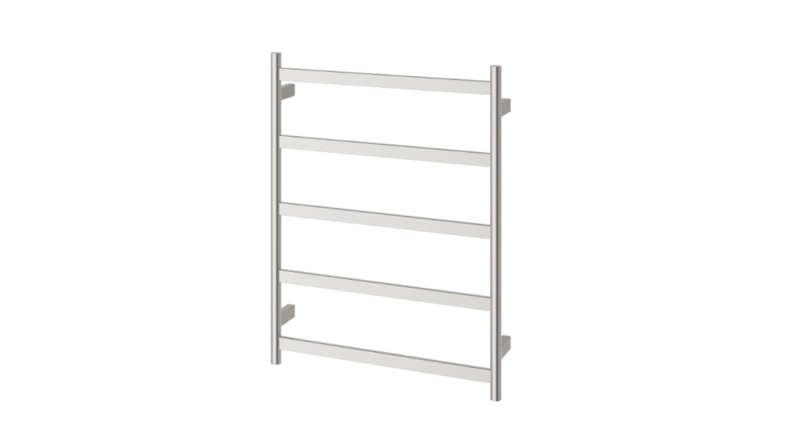Phoenix 550mm x 740mm Five Flat Bar Heated Towel Rail Ladder - Brushed Nickel