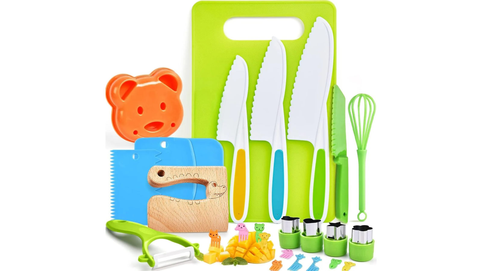 Genux 26 Piece Kids Kitchen Knife Set with Serrated Edges