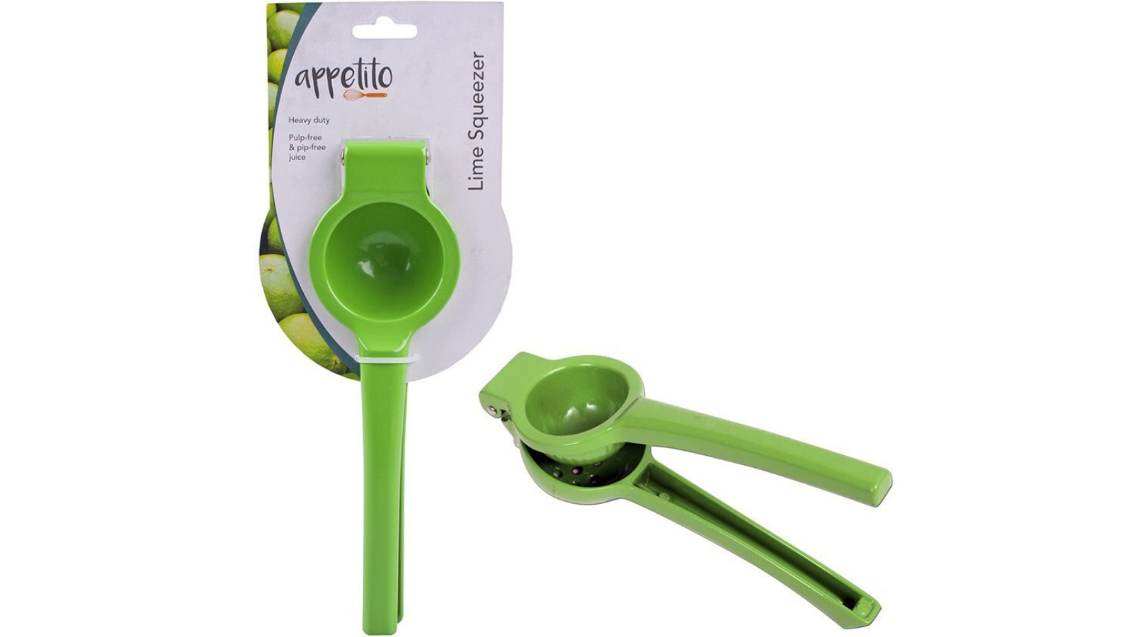 Appetito Heavy Duty Plup/Pip Free Cast Alloy Citrus/Lime Squeezer - Green