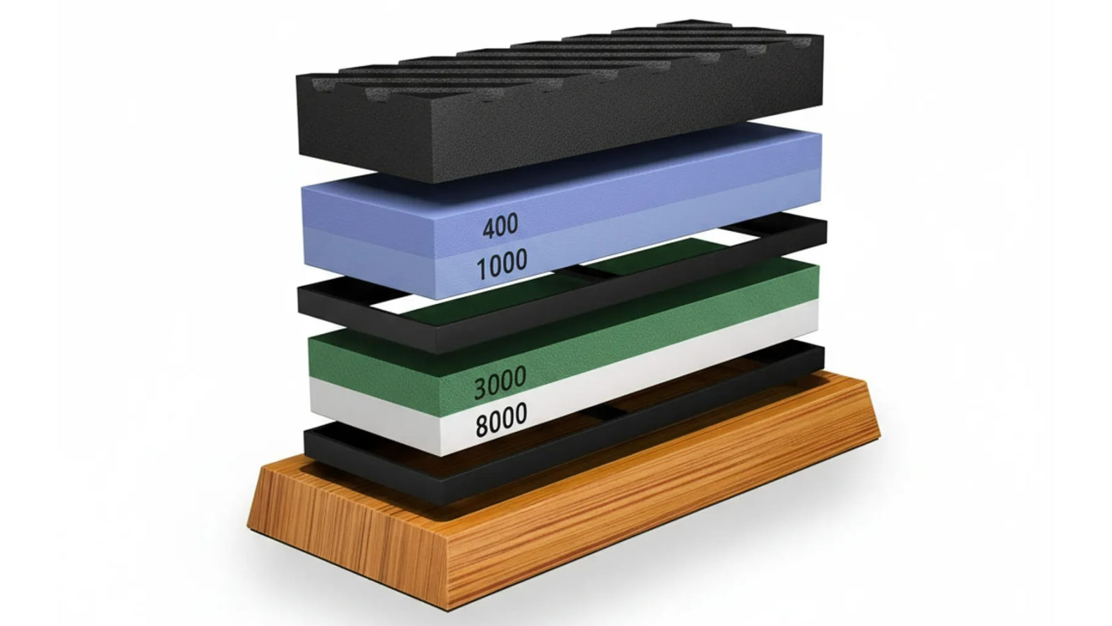 Genux Premium 4-Side Knife Sharpening Stone Set with Non-Slip Base and Accessories