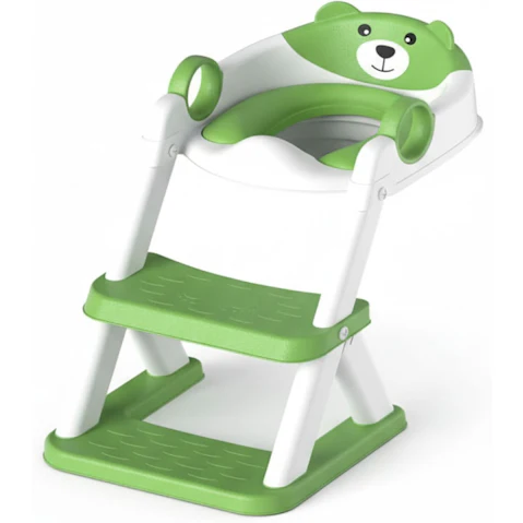Genux 2-in-1 Potty Training Toilet Seat with Ladder - Green/White