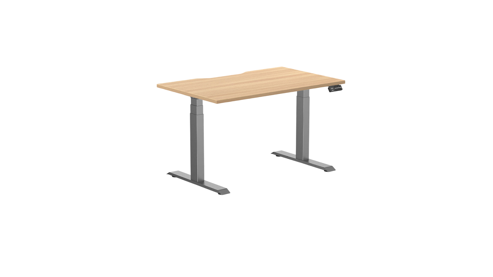 Desky 120 x 75cm Sublime Teak Dual Scalloped Melamine Sit Stand Desk - Space Grey