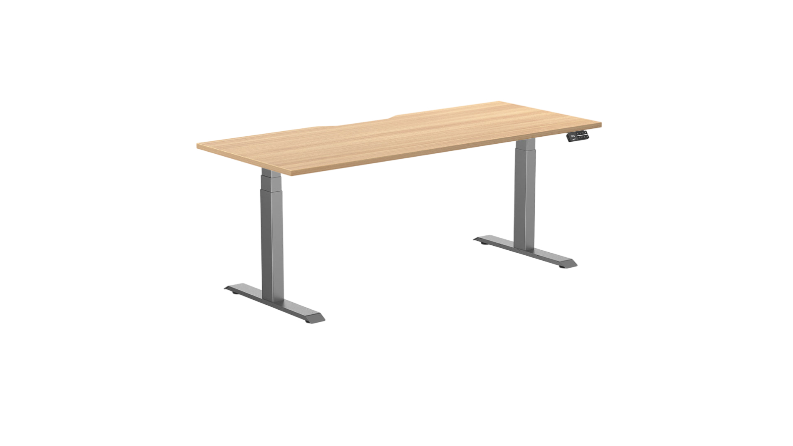 Desky 180 x 75cm Sublime Teak Dual Scalloped Melamine Sit Stand Desk - Space Grey