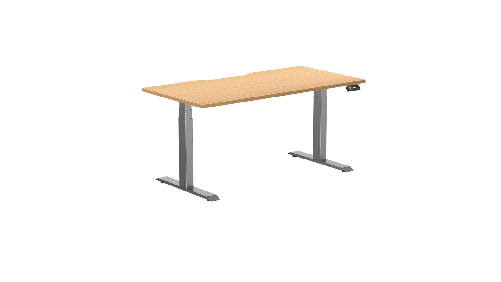 Desky Space Grey Select Beech Dual Scalloped Melamine Sit Stand Desk - 150 x 75cm