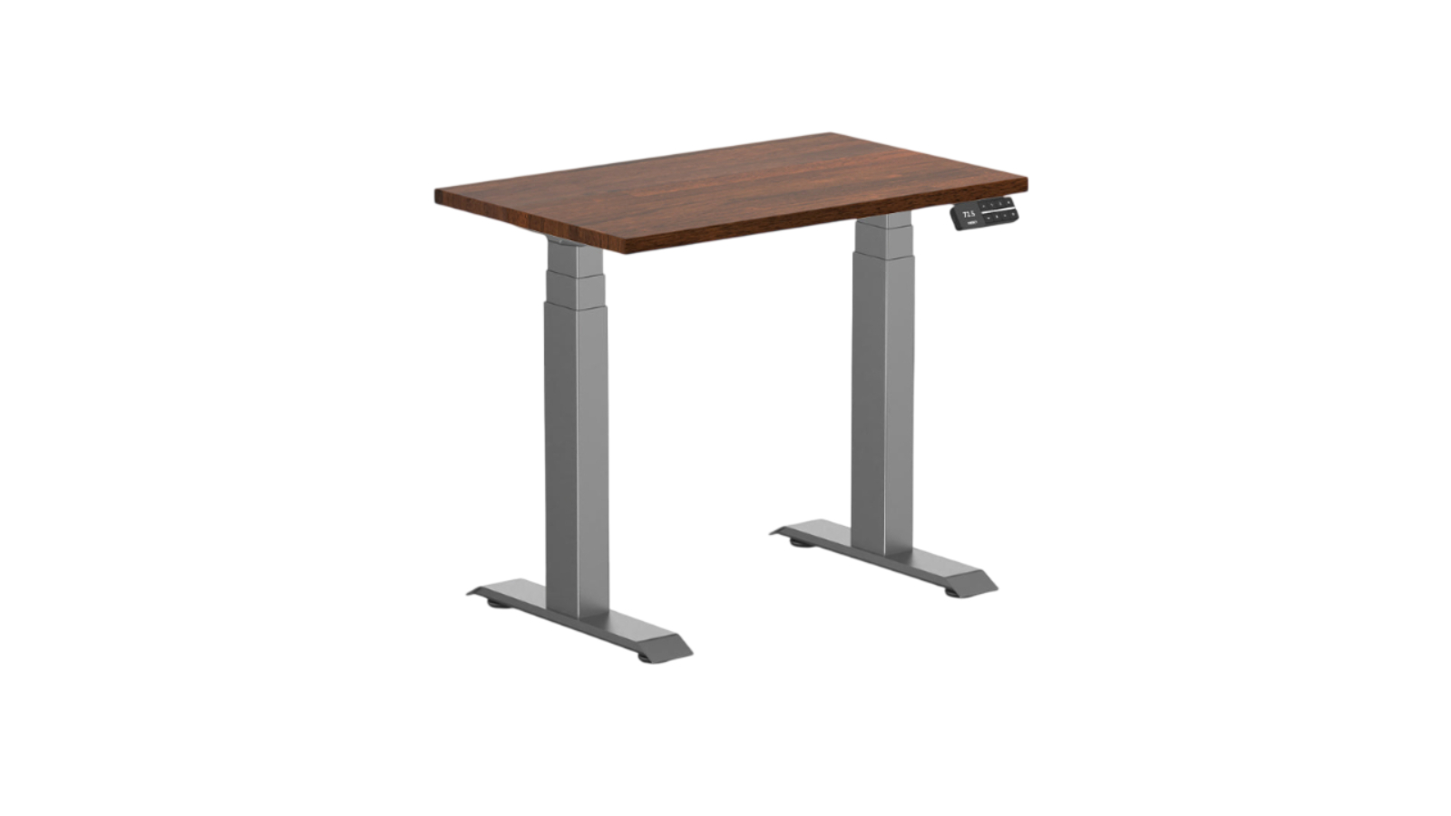 Desky 80 x 50cm Red Walnut Dual Mini Rubberwood Sit Stand Desk - Space Grey