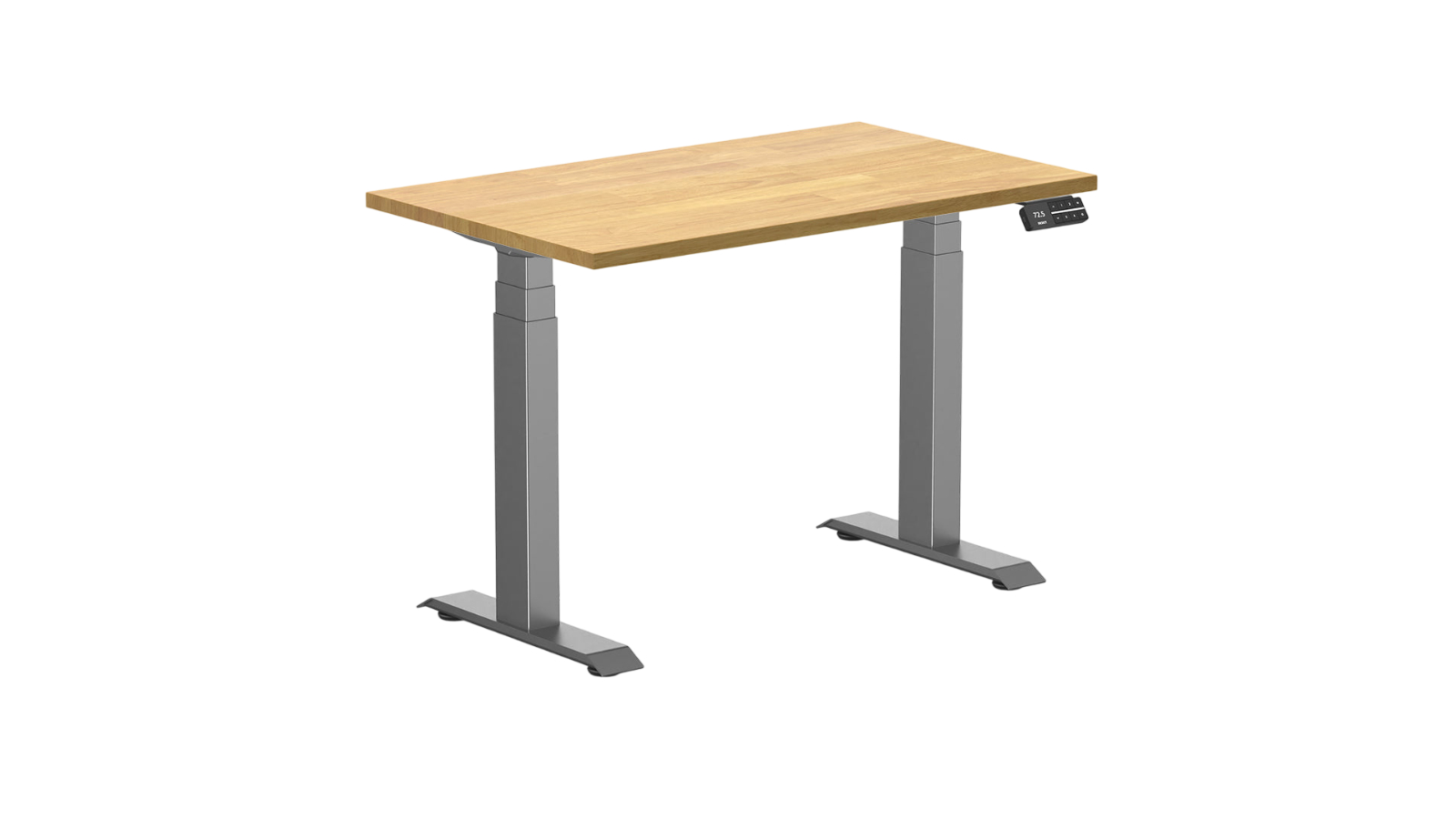 Desky 100 x 60cm Light Oak Dual Mini Rubberwood Sit Stand Desk - Space Grey