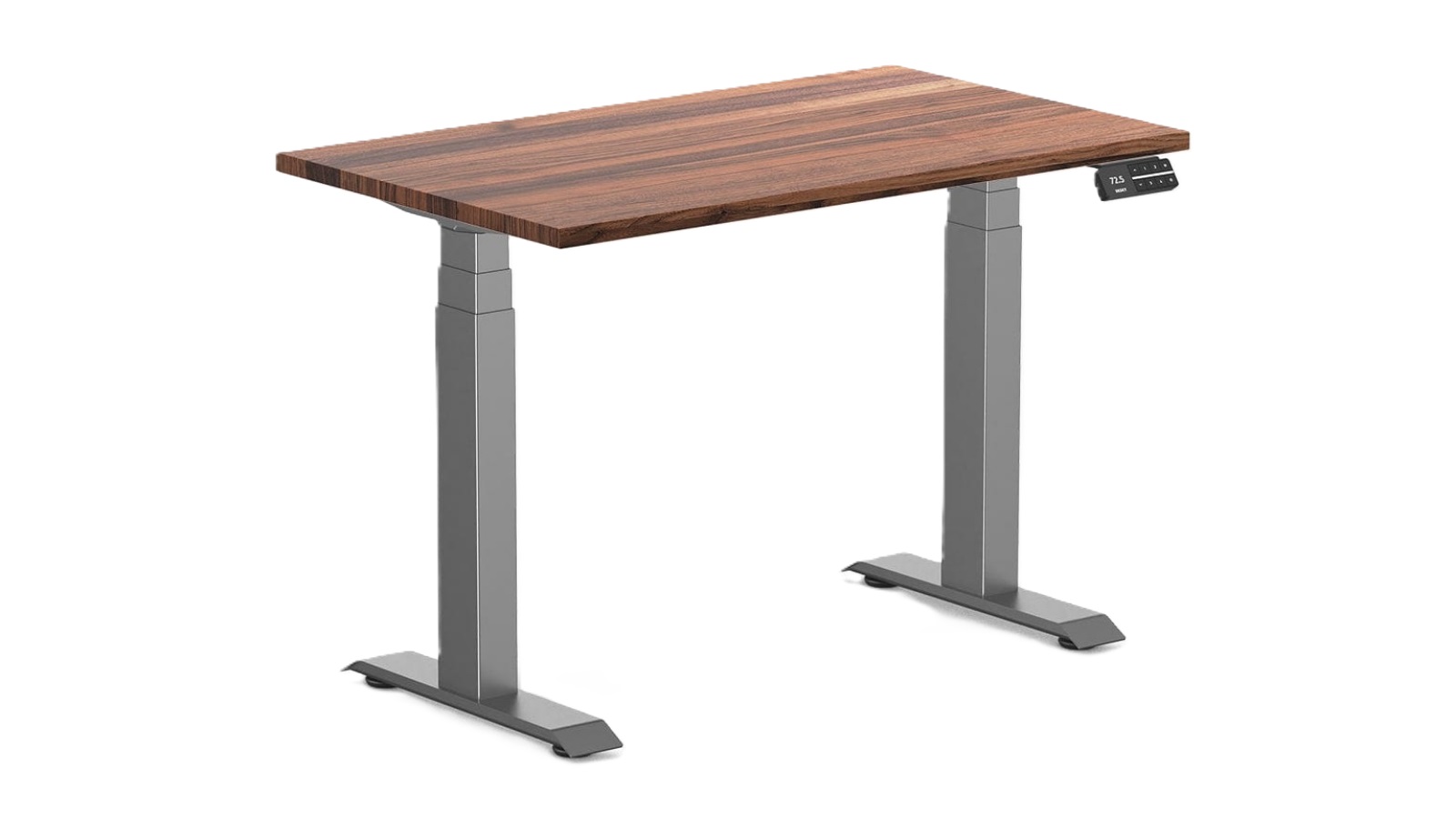 Desky 100 x 60cm Walnut Dual Mini Hardwood Sit Stand Desk - Space Grey
