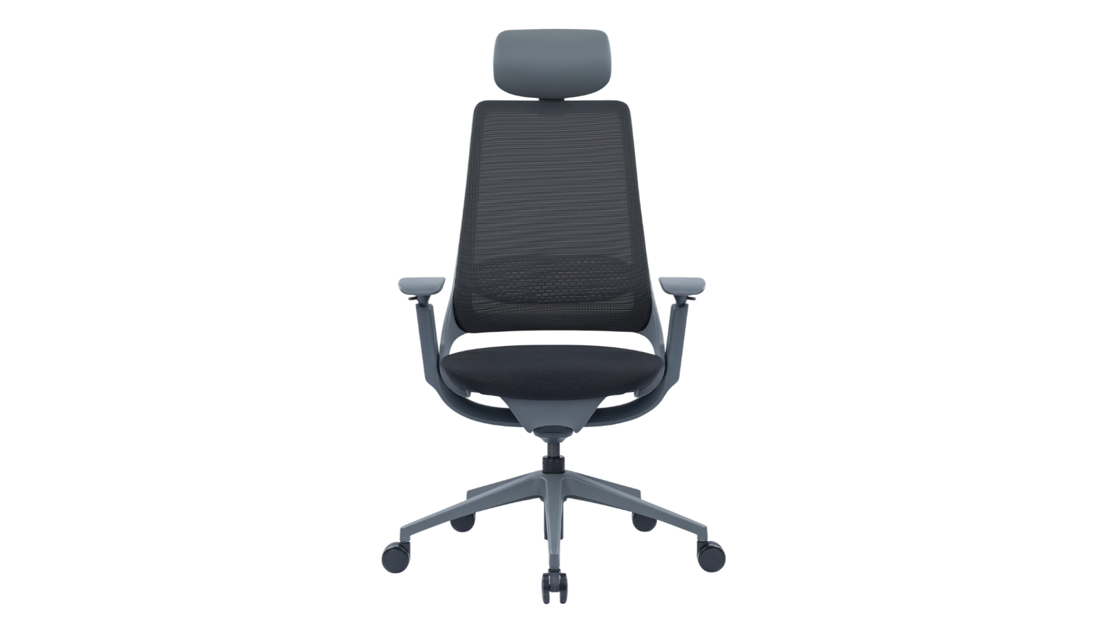 Desky Pulse Supportive Desk Chair with Headrest - Black/Grey