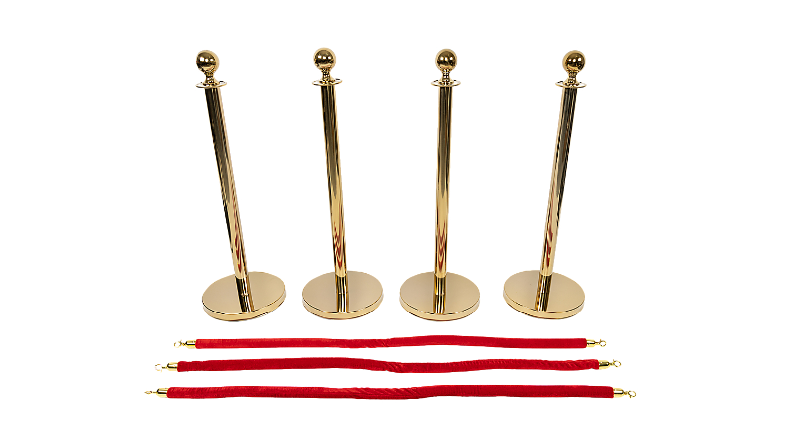 Randy and Travis Machinery 4 Piece Queue Barriers + 3 Ropes Exhibition Crowd Control Bollards