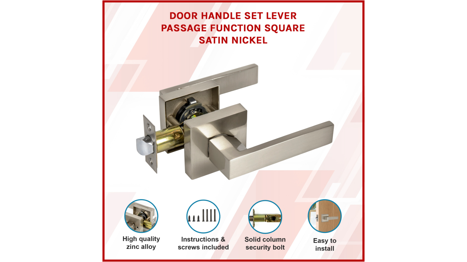 Venus - Modern Door Lever, Universal Privacy / Passage Door Handle By Nova, Passage / Privacy