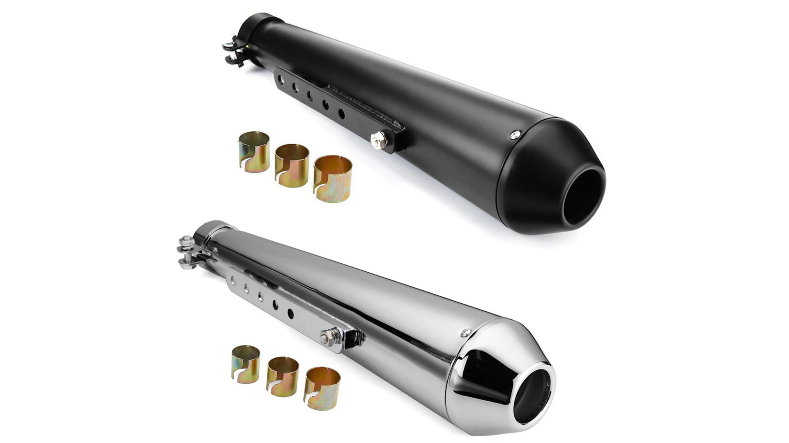 Motorcycle Cafe Racer Exhaust Muffler Pipe Tube + Universal Sliding Bracket