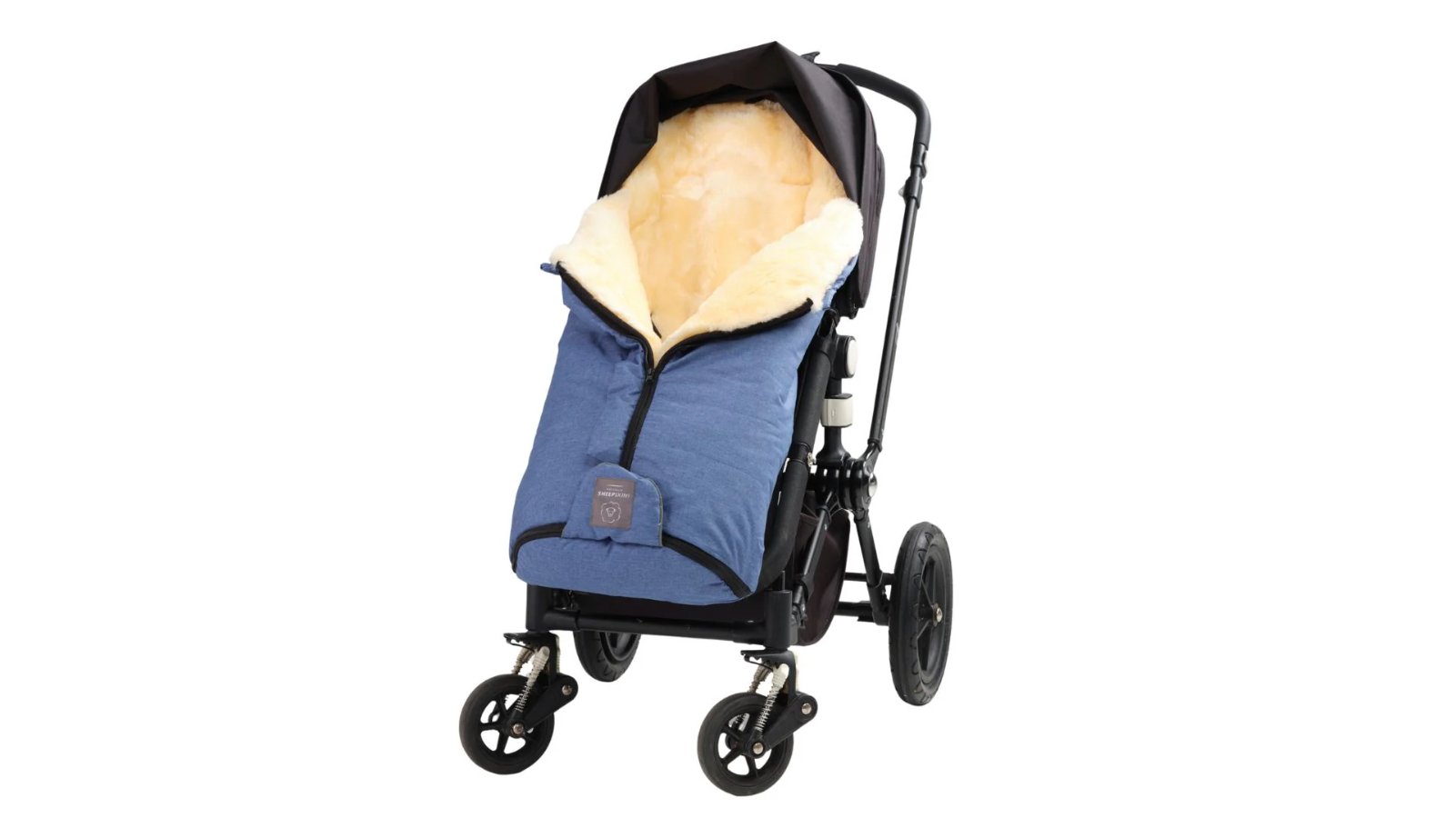 Naturally Sheepskins Universal Fit Footmuff with Centre Zip - Linear Blue/Natural