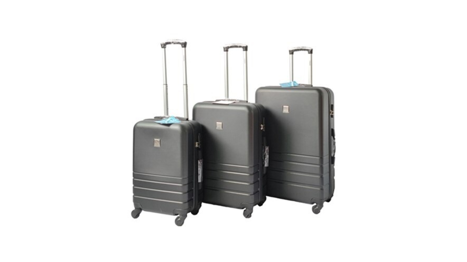 YES4HOMES Set of 3 ABS Luggage Suitcase - Black 