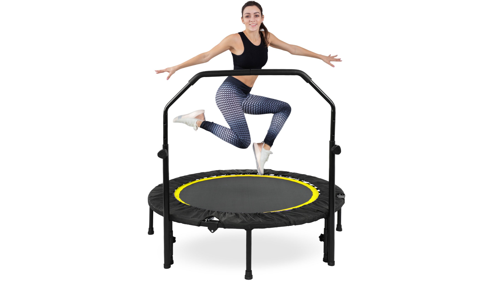 Advwin 48inch Foldable Trampoline with Adjustable Handle - Yellow