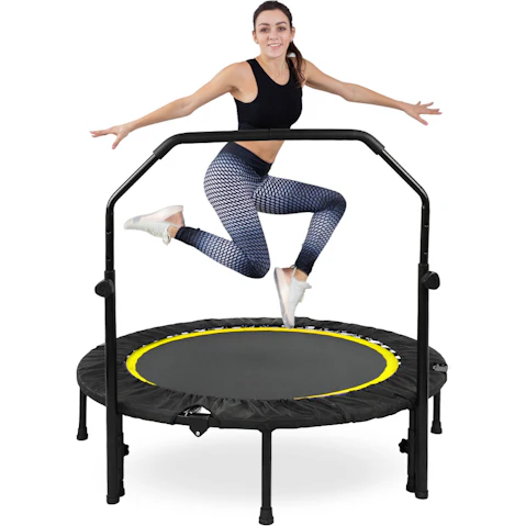 Advwin 48inch Foldable Trampoline with Adjustable Handle - Yellow
