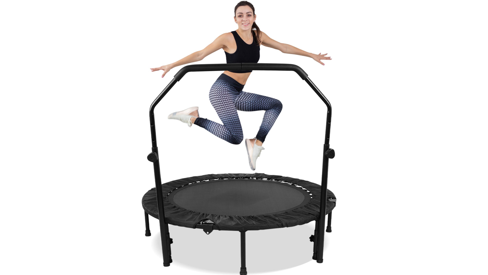 Advwin 48inch Foldable Trampoline with Adjustable Handle - Black