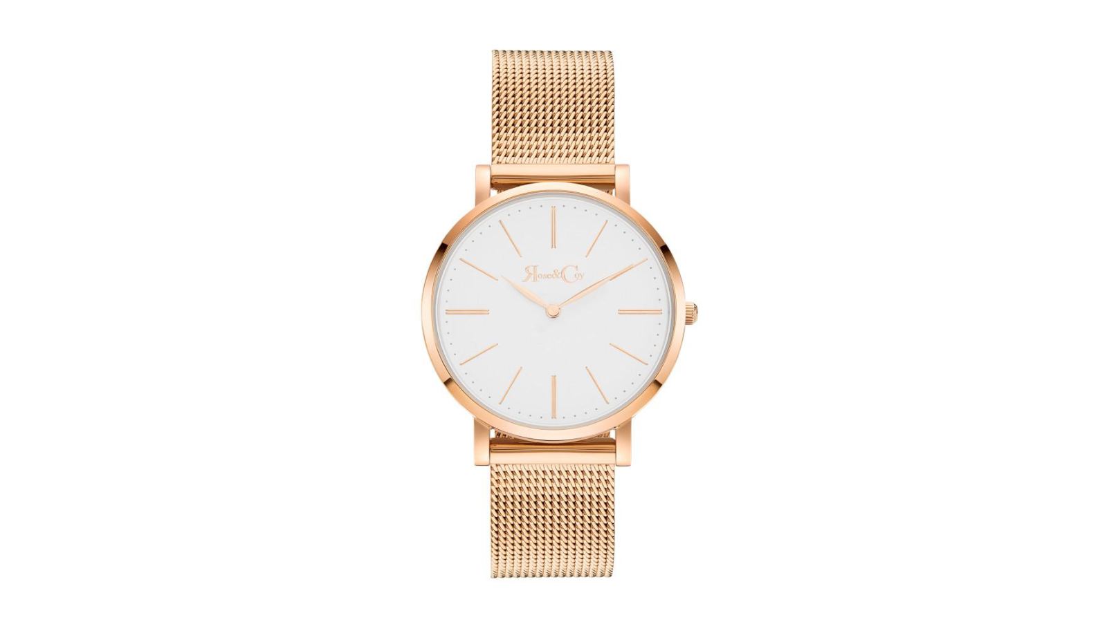 Rose and Coy 3.4cm Mini Pinnacle Ultra Slim Mesh Strap Watch - Rose Gold