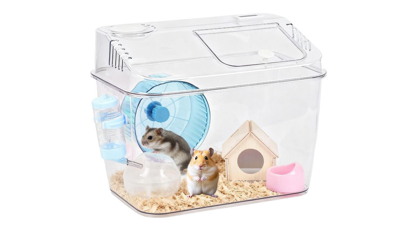 Advwin 6-in-1 Hamster Cage House with Full Transparent Viewing