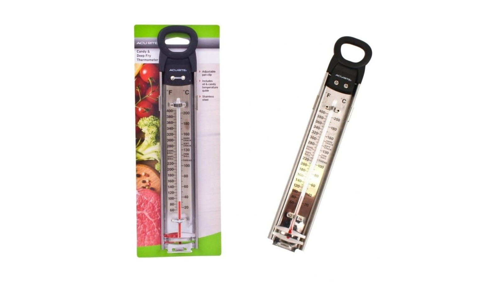 Acurite Stainless Steel Kitchen Candy and Deep Fry Thermometer with Pan Clip