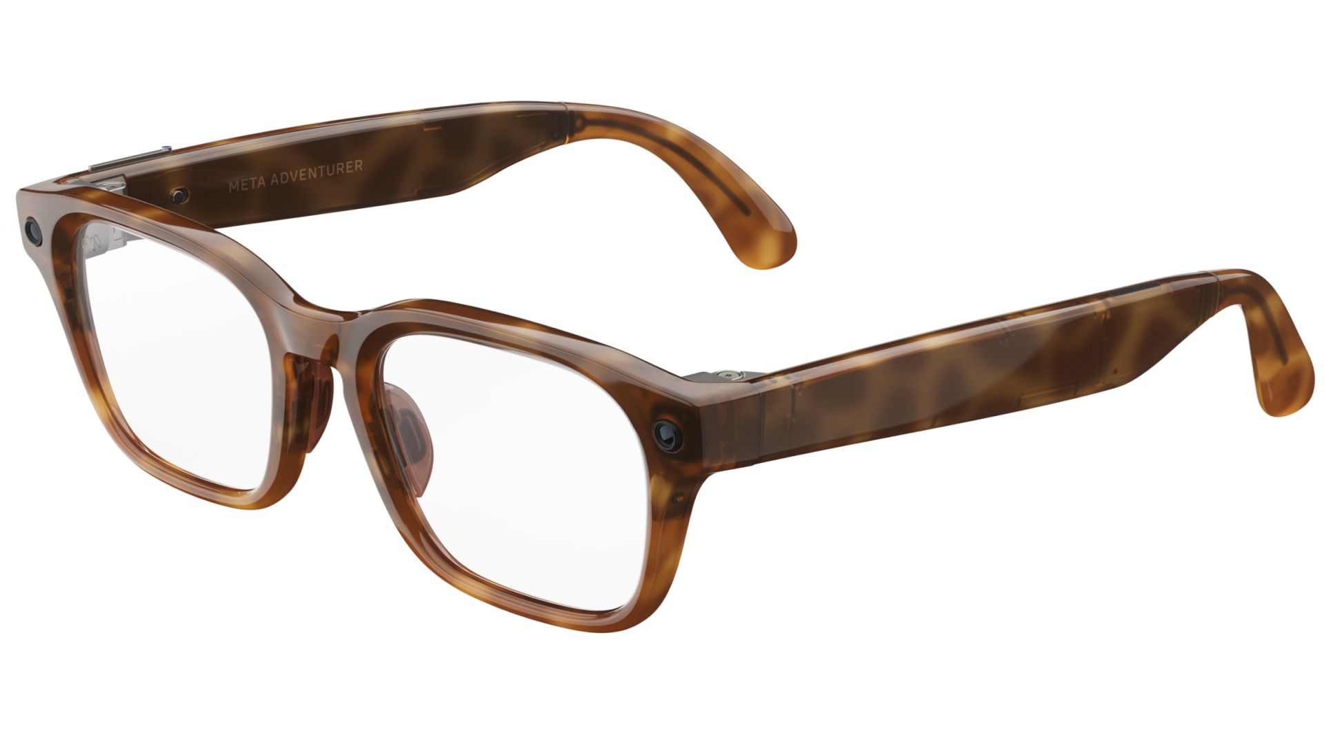 Meta Adventurer AI Glasses - Classic Tortoise Medium Frame and Clear Lens