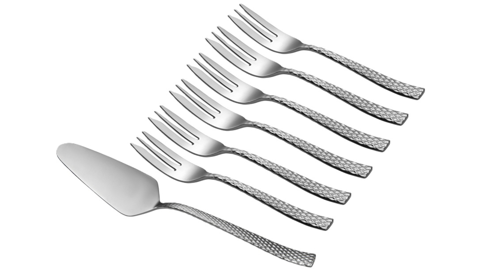 Maxwell and Williams 7 Piece Stainless Steel Diamonds Cake Server and Fork Set