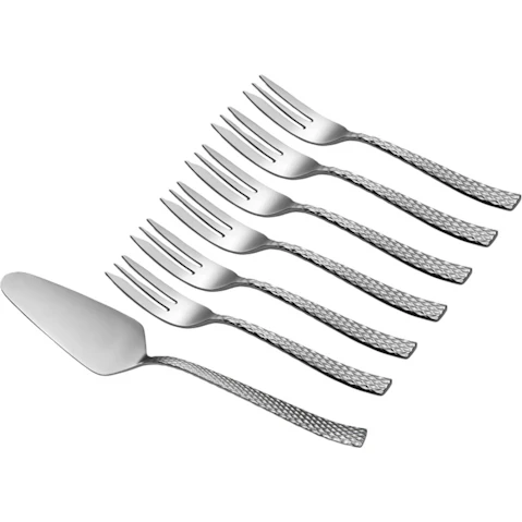 Maxwell and Williams 7 Piece Stainless Steel Diamonds Cake Server and Fork Set