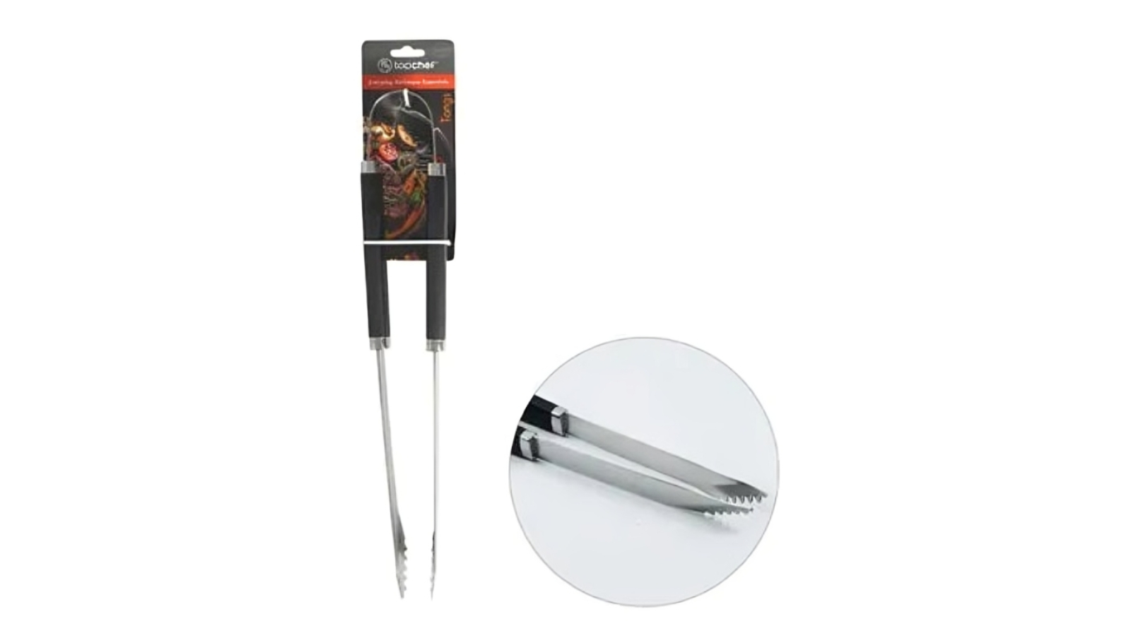Top Chef 39 x 2.5cm Stainless Steel BBQ Tong with Ergonomic Handle - Black