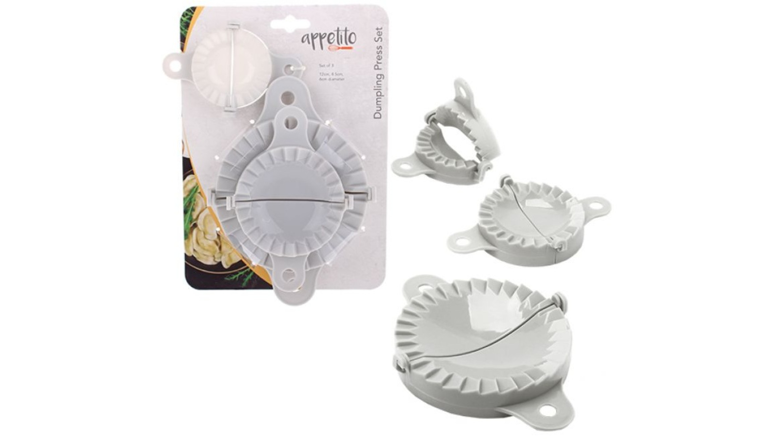 Appetito 3 Piece Manual Dumpling Agnolotti Pasta Press Set