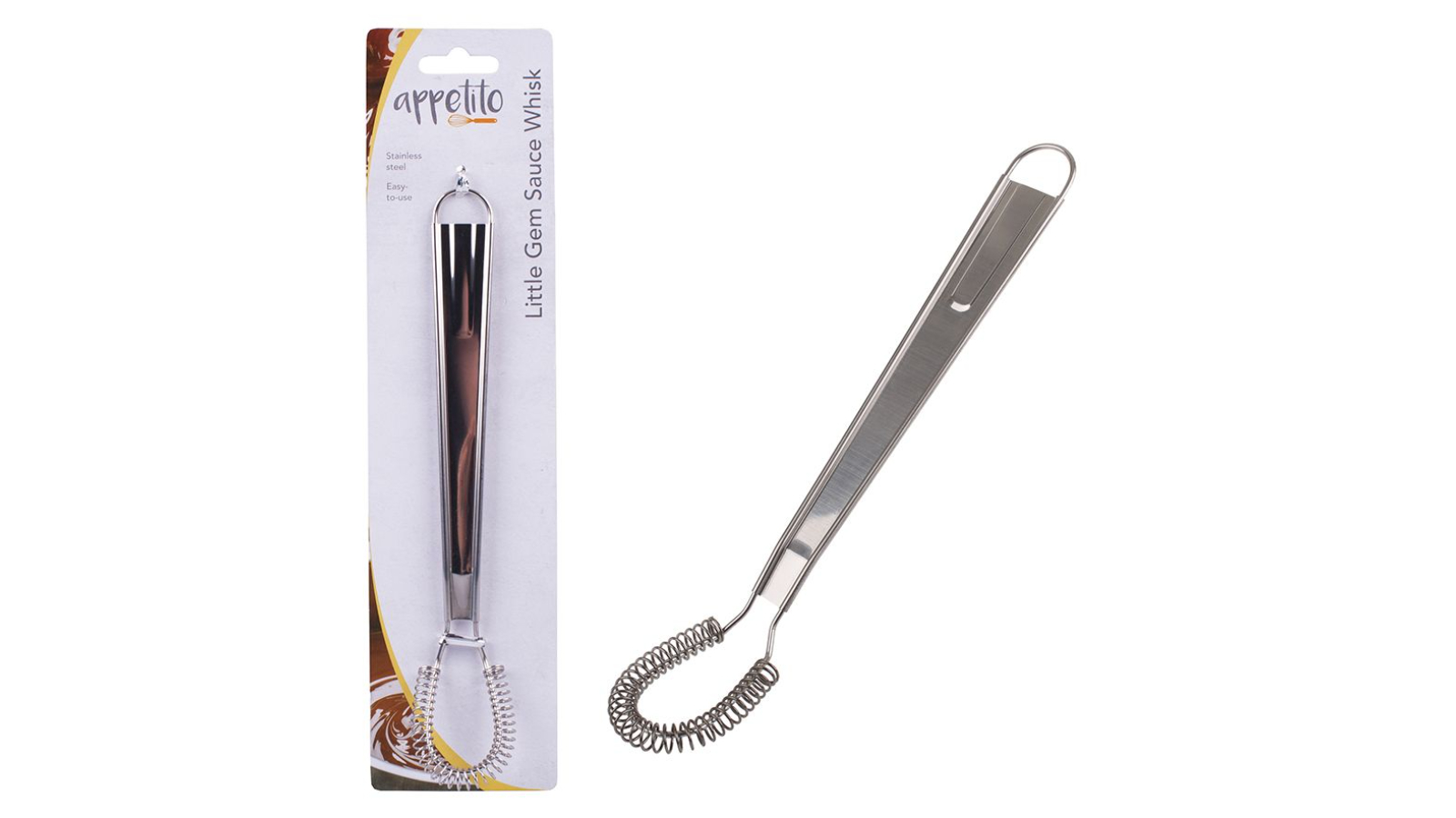 Appetito Stainless Steel Little Gem Sauce Whisk Kitchen Utensil