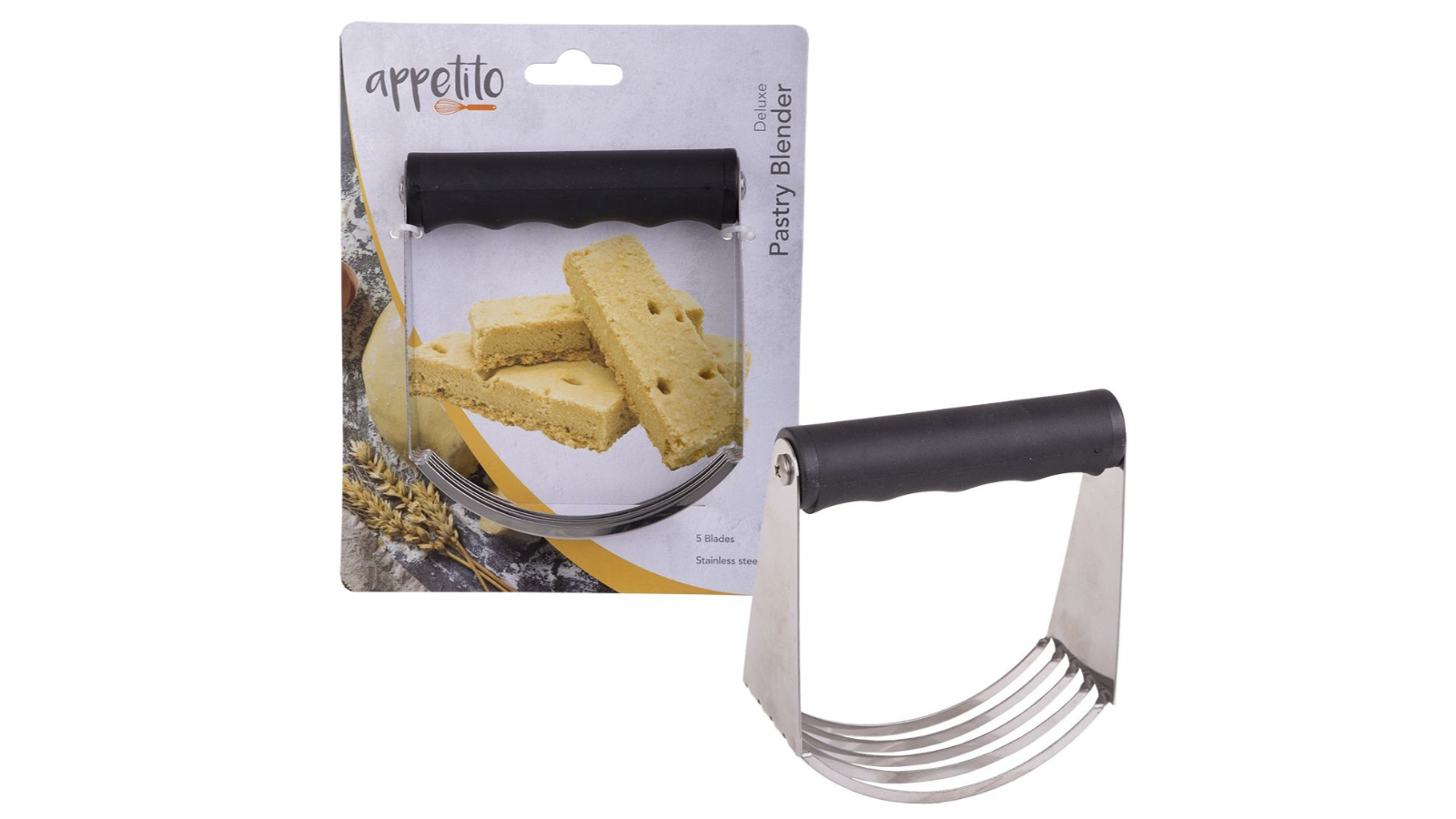 Appetito Stainless Steel Deluxe Pastry Blender with Soft Grip