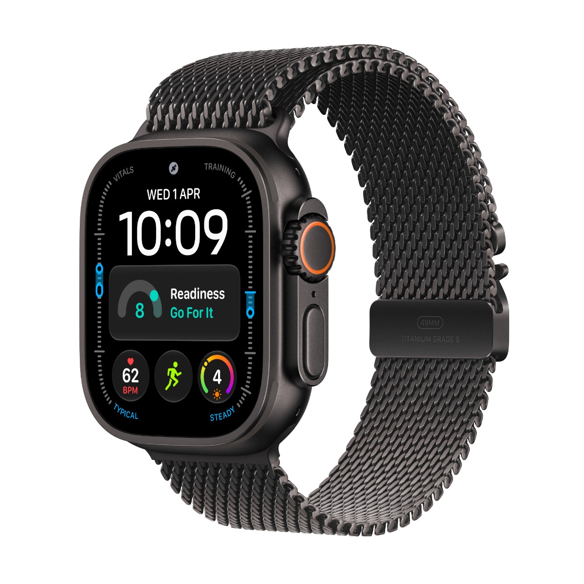 Apple Watch Ultra 4 GPS + Cellular 49mm Black Titanium Case with Black Titanium Milanese Loop - M