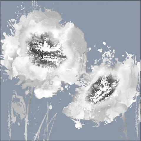La Grolla Flower Burst on Grey II Unframed Canvas Wall Art