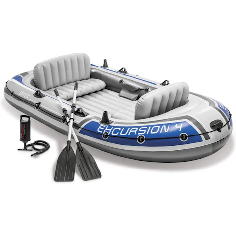 Intex Excursion 4 Inflatable Boat with Oars and Pump