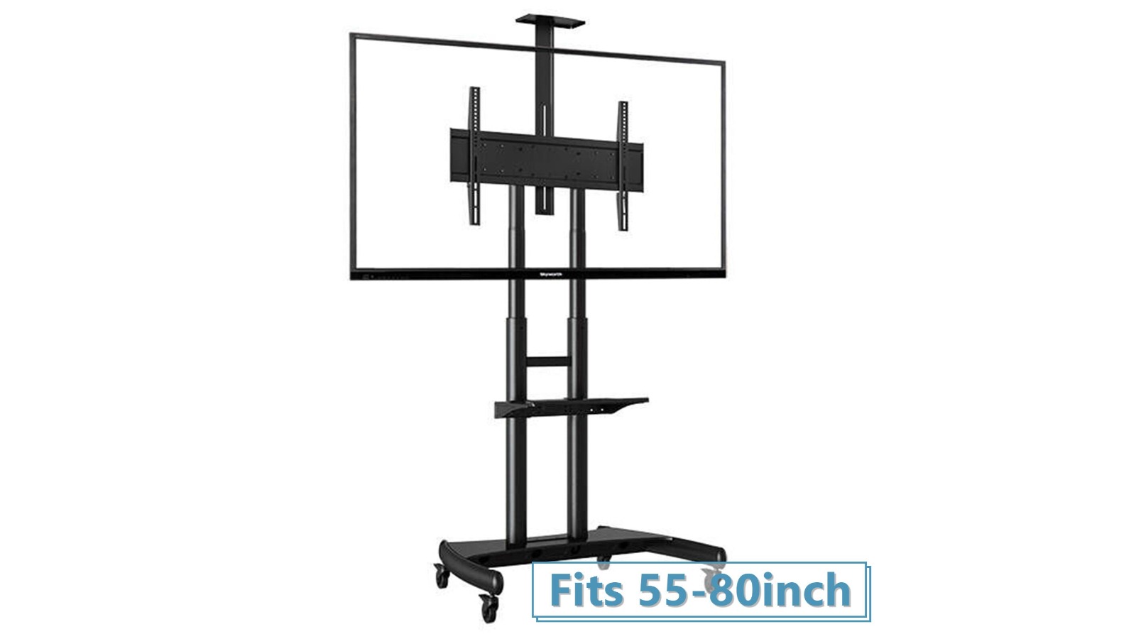 North Bayou Black Steel Heavy-Duty Mobile TV Cart for 55-80inch