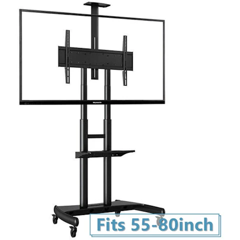 North Bayou Black Steel Heavy-Duty Mobile TV Cart for 55-80inch