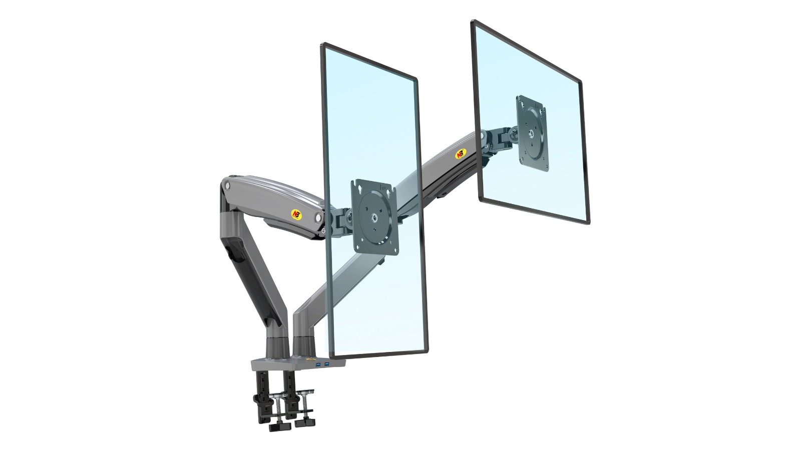 North Bayou G75 Dual Screen Desktop Monitor Mount - Gunmetal Grey
