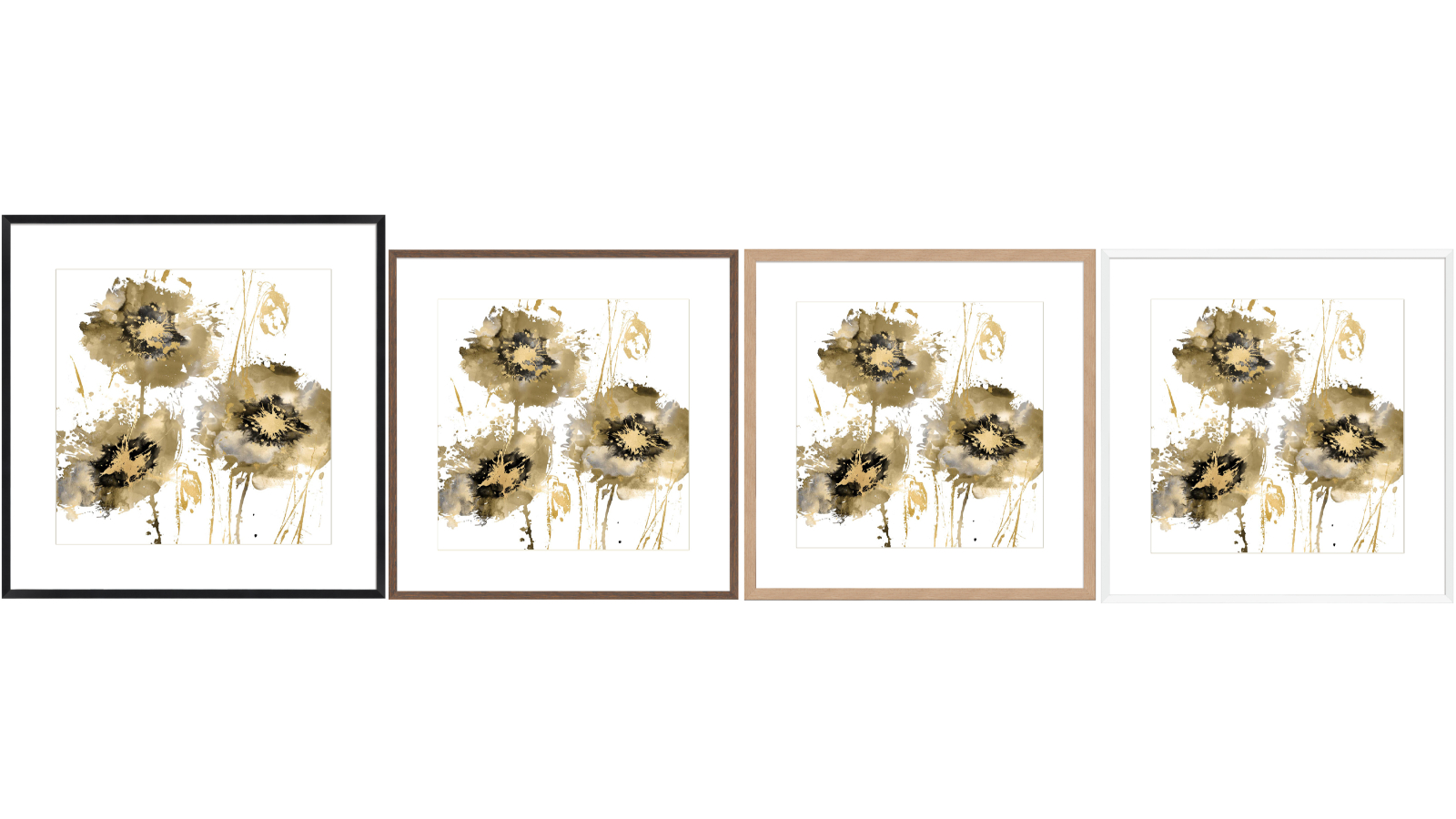 La Grolla Flower Burst Trio in Gold Frame Wall Art
